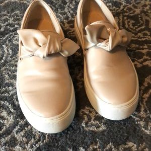 Zara  bow platform sneakers in nude